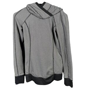 Lululemon Herringbone Think Fast Hoodie Full Zip Black White Women's Size 4